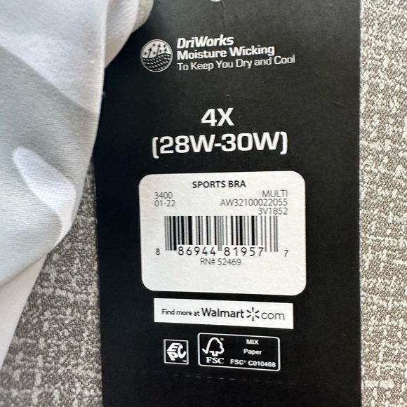 DrWorks Sports Moisture wicking Bra size 4 X - 28w-30w - Picture 5 of 5